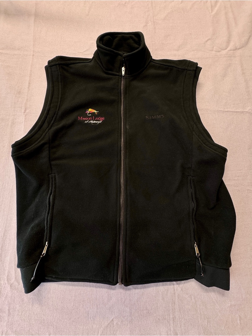 Simms Black Windstopper Fleece Vest with Logo Patch